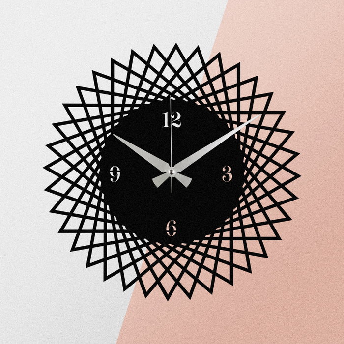 Wallity Reloj de Pared Decorativo Metal S026 Negro 48x48 cm